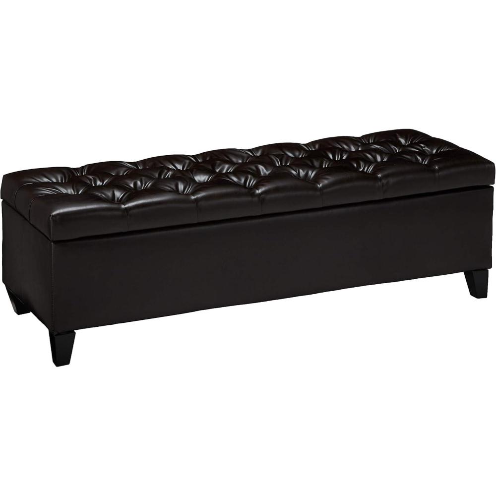 image:imageChristopher Knight Home Ottilie PU Leather Storage Ottoman Bench Wooden Rectangular Ottoman with Storage Bedroom End of Bed Foot Stool Entryway Ottoman Footrest Living Room Extra Seat BrownDark Brown pu