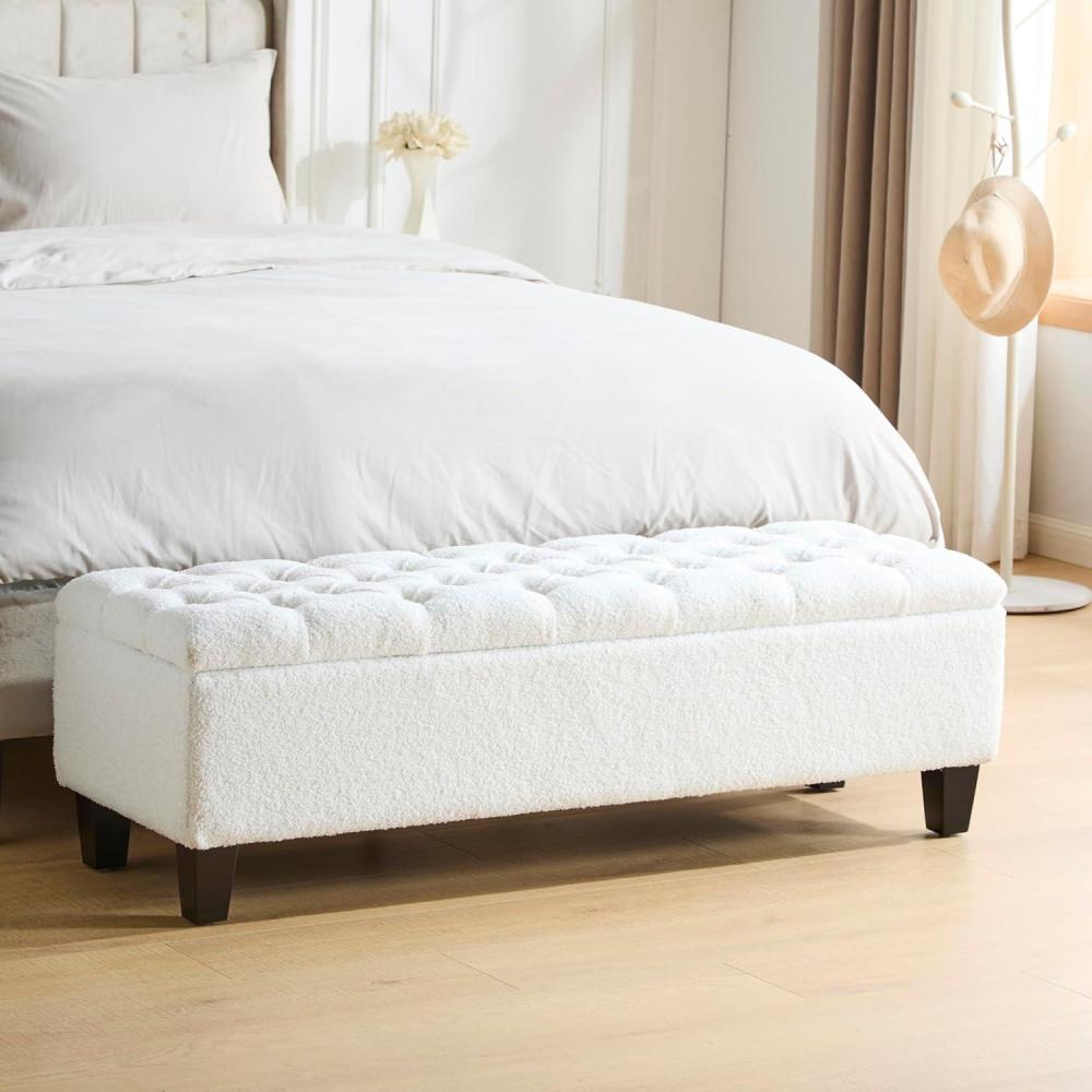 image:imageChristopher Knight Home Ottilie PU Leather Storage Ottoman Bench Wooden Rectangular Ottoman with Storage Bedroom End of Bed Foot Stool Entryway Ottoman Footrest Living Room Extra Seat BrownBeige