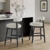 Christopher Knight Home Annes Counter Height Bar Stools Set of 2, Boucle Fabric Round Bar Stool for Kitchen Island, Wooden Dining Room Chair, Counter Stool with Footrest, Black+Milky White(Black+milky White)
