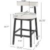 Christopher Knight Home Annes Counter Height Bar Stools Set of 2, Boucle Fabric Round Bar Stool for Kitchen Island, Wooden Dining Room Chair, Counter Stool with Footrest, Black+Milky White(Black+milky White)