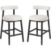 Christopher Knight Home Annes Counter Height Bar Stools Set of 2, Boucle Fabric Round Bar Stool for Kitchen Island, Wooden Dining Room Chair, Counter Stool with Footrest, Black+Milky White(Black+milky White)