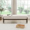 Christopher Knight Home Arden Minimalist Loop Yarn Fabric Dining Bench, Wooden Entryway Ottoman Bench, Modern Living Room Sofa Ottoman Footrest, Bedroom End of Bed Bench, Dark Green+Brown(Beige+brown)