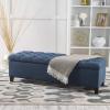Christopher Knight Home Ottilie PU Leather Storage Ottoman Bench, Wooden Rectangular Ottoman with Storage, Bedroom End of Bed Foot Stool, Entryway Ottoman Footrest, Living Room Extra Seat, Brown(Navy Blue)