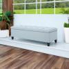 Christopher Knight Home Ottilie PU Leather Storage Ottoman Bench, Wooden Rectangular Ottoman with Storage, Bedroom End of Bed Foot Stool, Entryway Ottoman Footrest, Living Room Extra Seat, Brown(Light Blue)