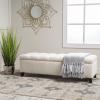 Christopher Knight Home Ottilie PU Leather Storage Ottoman Bench, Wooden Rectangular Ottoman with Storage, Bedroom End of Bed Foot Stool, Entryway Ottoman Footrest, Living Room Extra Seat, Brown(Ivory velvet)