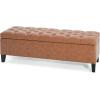 Christopher Knight Home Ottilie PU Leather Storage Ottoman Bench, Wooden Rectangular Ottoman with Storage, Bedroom End of Bed Foot Stool, Entryway Ottoman Footrest, Living Room Extra Seat, Brown(Brown)