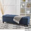 Christopher Knight Home Ottilie PU Leather Storage Ottoman Bench, Wooden Rectangular Ottoman with Storage, Bedroom End of Bed Foot Stool, Entryway Ottoman Footrest, Living Room Extra Seat, Brown(Navy Blue)