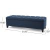 Christopher Knight Home Ottilie PU Leather Storage Ottoman Bench, Wooden Rectangular Ottoman with Storage, Bedroom End of Bed Foot Stool, Entryway Ottoman Footrest, Living Room Extra Seat, Brown(Navy Blue)