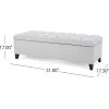 Christopher Knight Home Ottilie PU Leather Storage Ottoman Bench, Wooden Rectangular Ottoman with Storage, Bedroom End of Bed Foot Stool, Entryway Ottoman Footrest, Living Room Extra Seat, Brown(Light Grey fabric)