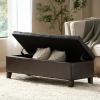 Christopher Knight Home Ottilie PU Leather Storage Ottoman Bench, Wooden Rectangular Ottoman with Storage, Bedroom End of Bed Foot Stool, Entryway Ottoman Footrest, Living Room Extra Seat, Brown(Dark Brown pu)