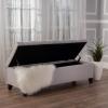 Christopher Knight Home Ottilie PU Leather Storage Ottoman Bench, Wooden Rectangular Ottoman with Storage, Bedroom End of Bed Foot Stool, Entryway Ottoman Footrest, Living Room Extra Seat, Brown(Light Grey fabric)