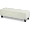 Christopher Knight Home Ottilie PU Leather Storage Ottoman Bench, Wooden Rectangular Ottoman with Storage, Bedroom End of Bed Foot Stool, Entryway Ottoman Footrest, Living Room Extra Seat, Brown(Beige)