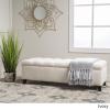 Christopher Knight Home Ottilie PU Leather Storage Ottoman Bench, Wooden Rectangular Ottoman with Storage, Bedroom End of Bed Foot Stool, Entryway Ottoman Footrest, Living Room Extra Seat, Brown(Ivory velvet)