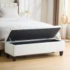 Christopher Knight Home Ottilie PU Leather Storage Ottoman Bench, Wooden Rectangular Ottoman with Storage, Bedroom End of Bed Foot Stool, Entryway Ottoman Footrest, Living Room Extra Seat, Brown(Beige)