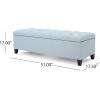 Christopher Knight Home Ottilie PU Leather Storage Ottoman Bench, Wooden Rectangular Ottoman with Storage, Bedroom End of Bed Foot Stool, Entryway Ottoman Footrest, Living Room Extra Seat, Brown(Light Blue)