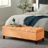 Christopher Knight Home Ottilie PU Leather Storage Ottoman Bench, Wooden Rectangular Ottoman with Storage, Bedroom End of Bed Foot Stool, Entryway Ottoman Footrest, Living Room Extra Seat, Brown(Orange)
