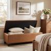 Christopher Knight Home Ottilie PU Leather Storage Ottoman Bench, Wooden Rectangular Ottoman with Storage, Bedroom End of Bed Foot Stool, Entryway Ottoman Footrest, Living Room Extra Seat, Brown(Brown/Pu)