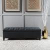 Christopher Knight Home Ottilie PU Leather Storage Ottoman Bench, Wooden Rectangular Ottoman with Storage, Bedroom End of Bed Foot Stool, Entryway Ottoman Footrest, Living Room Extra Seat, Brown(Dark Grey fabric)