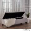Christopher Knight Home Ottilie PU Leather Storage Ottoman Bench, Wooden Rectangular Ottoman with Storage, Bedroom End of Bed Foot Stool, Entryway Ottoman Footrest, Living Room Extra Seat, Brown(Light Grey fabric)