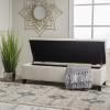Christopher Knight Home Ottilie PU Leather Storage Ottoman Bench, Wooden Rectangular Ottoman with Storage, Bedroom End of Bed Foot Stool, Entryway Ottoman Footrest, Living Room Extra Seat, Brown(Ivory velvet)
