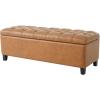 Christopher Knight Home Ottilie PU Leather Storage Ottoman Bench, Wooden Rectangular Ottoman with Storage, Bedroom End of Bed Foot Stool, Entryway Ottoman Footrest, Living Room Extra Seat, Brown(Brown/Pu)