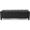 Christopher Knight Home Ottilie PU Leather Storage Ottoman Bench, Wooden Rectangular Ottoman with Storage, Bedroom End of Bed Foot Stool, Entryway Ottoman Footrest, Living Room Extra Seat, Brown(Dark Grey fabric)