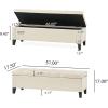 Christopher Knight Home Ottilie PU Leather Storage Ottoman Bench, Wooden Rectangular Ottoman with Storage, Bedroom End of Bed Foot Stool, Entryway Ottoman Footrest, Living Room Extra Seat, Brown(Ivory velvet)