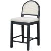 Christopher Knight Home Sona Modern Counter Stool Set of 2, Kitchen Counter Height Bar Stool, Cocktail Stool with Rattan Woven Backrest, Fabric Upholstered Barstools for Home Bar Table, Brown + Gray(Black + Gray)