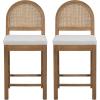 Christopher Knight Home Sona Modern Counter Stool Set of 2, Kitchen Counter Height Bar Stool, Cocktail Stool with Rattan Woven Backrest, Fabric Upholstered Barstools for Home Bar Table, Brown + Gray(Brown + Gray)