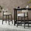 Christopher Knight Home Annes Counter Height Bar Stools Set of 2, Boucle Fabric Round Bar Stool for Kitchen Island, Wooden Dining Room Chair, Counter Stool with Footrest, Black+Milky White(Black+milky White)