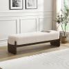 Christopher Knight Home Arden Minimalist Loop Yarn Fabric Dining Bench, Wooden Entryway Ottoman Bench, Modern Living Room Sofa Ottoman Footrest, Bedroom End of Bed Bench, Dark Green+Brown(Beige+brown)