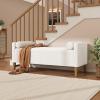Christopher Knight Home Namo Boucle Upholstered Ottoman with Storage, Wooden Storage Ottoman Bench with Pillows, Long Entryway Ottoman Foot Rest, Bedroom End of Bed Foot Stools Ottoman, Natural+Ivory