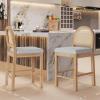 Christopher Knight Home Sona Modern Counter Stool Set of 2, Kitchen Counter Height Bar Stool, Cocktail Stool with Rattan Woven Backrest, Fabric Upholstered Barstools for Home Bar Table, Brown + Gray(Natural + Gray)