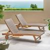 Christopher Knight Home Banzai Acacia Wood Chaise Lounge Chair Outdoor Set of 2 with Wheels, Adjustable Backrest Wicker Single Lounge Sofa, Patio Outdoor Sun Lounger, Outdoor Chaise Lounge Set, Brown