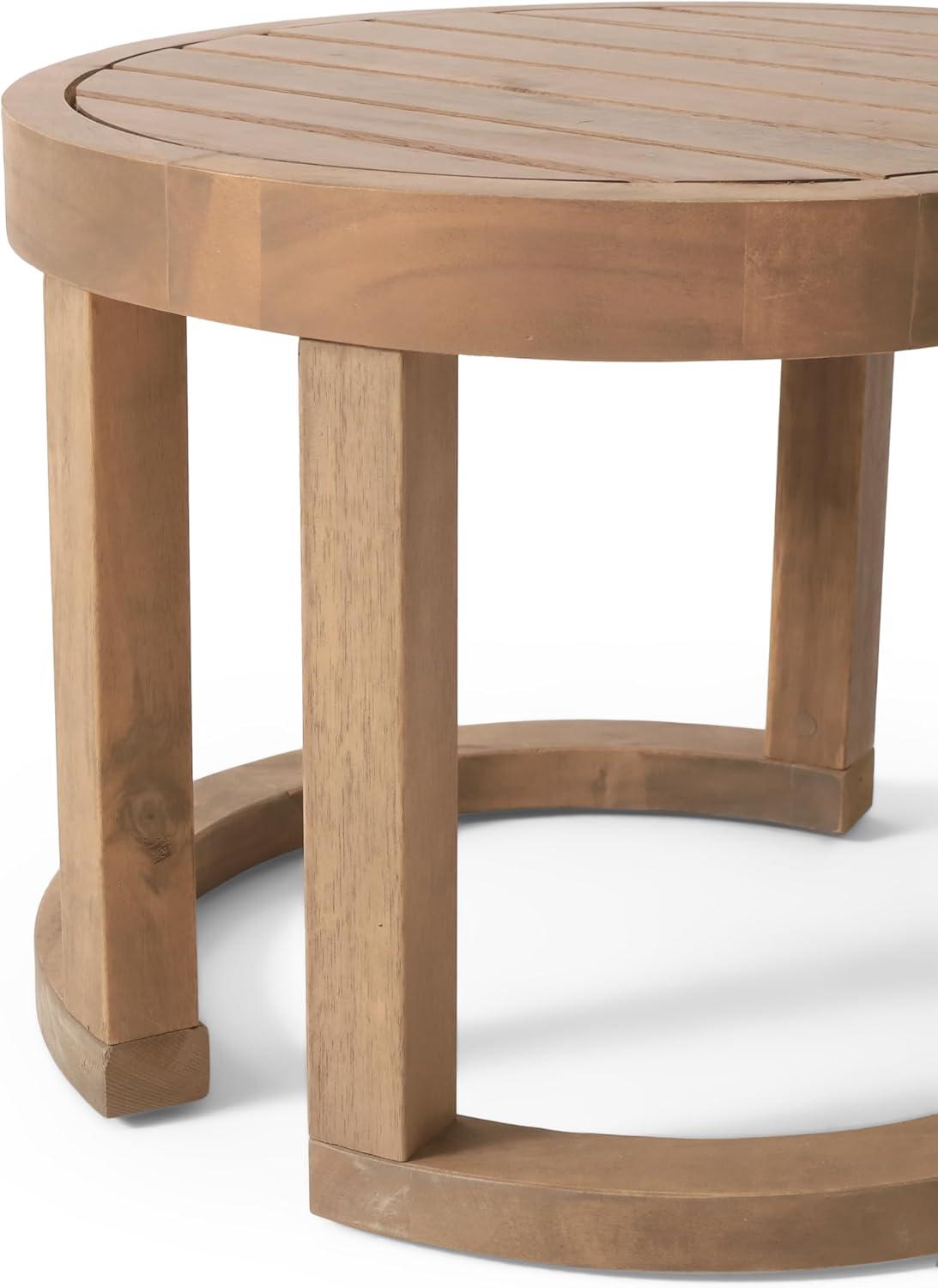 image:imageChristopher Knight Home Orion 3 Pieces Acacia Furniture Set Patio Chair Chat Set with Coffee Table Outdoor Acacia Wood Conversation Set for Garden Porch Backyard Balcony Brown WashBeige