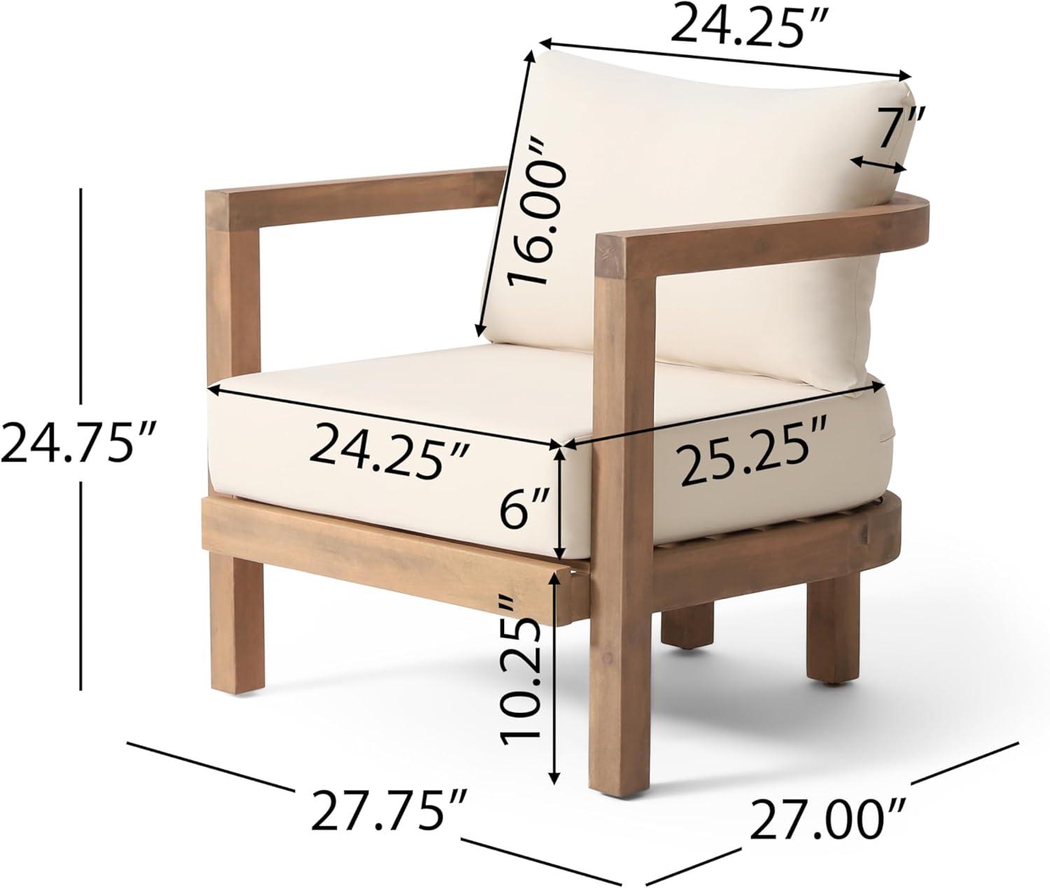 image:imageChristopher Knight Home Orion 3 Pieces Acacia Furniture Set Patio Chair Chat Set with Coffee Table Outdoor Acacia Wood Conversation Set for Garden Porch Backyard Balcony Brown WashBeige
