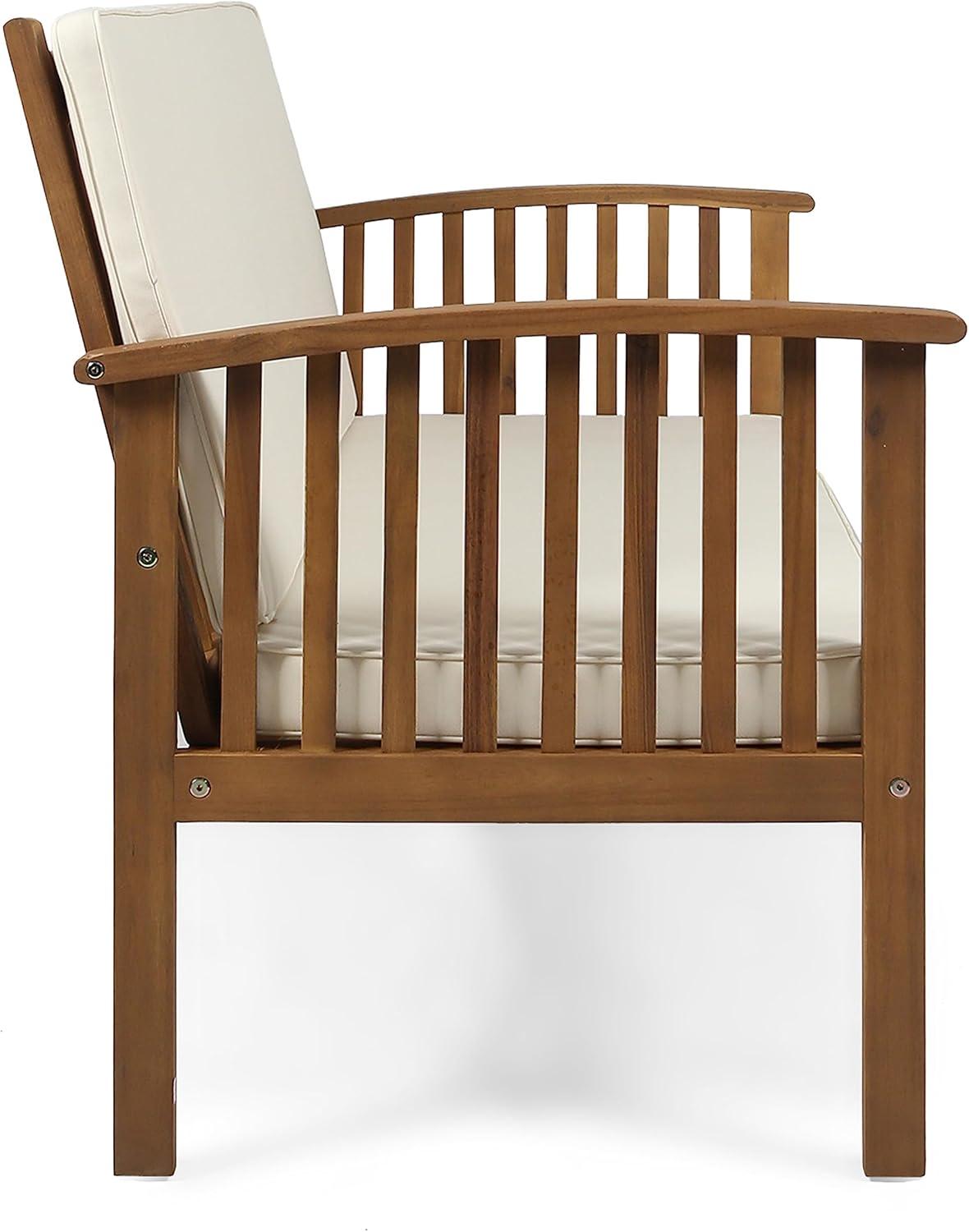 image:imageChristopher Knight Home Outdoor 5Piece Acacia Wood Sofa Conversation Set Brown Patina Finish and Cream