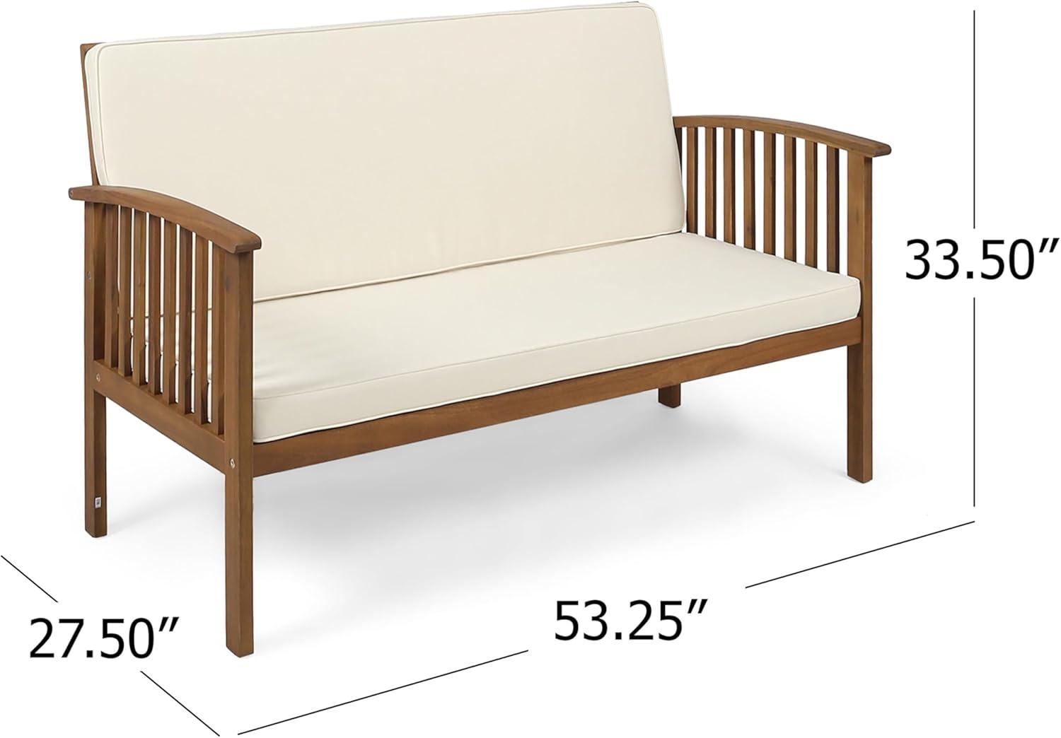 image:imageChristopher Knight Home Outdoor 5Piece Acacia Wood Sofa Conversation Set Brown Patina Finish and Cream