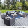 Christopher Knight Home 304333 Samuel Outdoor 8-Piece Wicker/Aluminum Sofa Chat Set with Cushions | in Grey/Silver