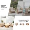 Christopher Knight Home Nesbit 4 Pieces Conversation Set, Acacia Wood Chat Set, Woven Rope Loveseat and Accent Chairs, Slat Panel Coffee Table, Patio Furniture Set for Backyard Balcony Garden, Gray(Beige)