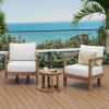 Christopher Knight Home Orion 3 Pieces Acacia Furniture Set, Patio Chair Chat Set with Coffee Table, Outdoor Acacia Wood Conversation Set for Garden Porch Backyard Balcony, Brown Wash+Beige