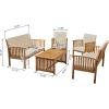 Christopher Knight Home Outdoor 5-Piece Acacia Wood Sofa Conversation Set, Brown Patina Finish and Cream