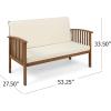 Christopher Knight Home Outdoor 5-Piece Acacia Wood Sofa Conversation Set, Brown Patina Finish and Cream