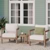 Christopher Knight Home Orion 3 Pieces Acacia Furniture Set, Patio Chair Chat Set with Coffee Table, Outdoor Acacia Wood Conversation Set for Garden Porch Backyard Balcony, Brown Wash+Beige