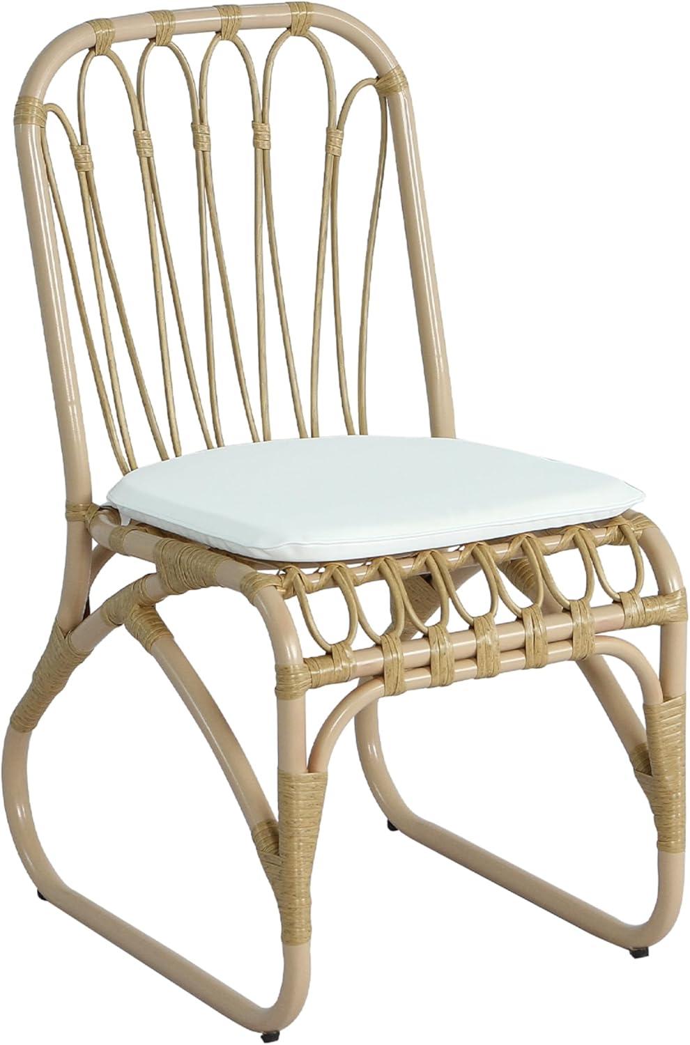image:imageChristopher Knight Home Set of 2 Busby Patio PE Wicker Dining Chairs Outdoor Woven Rattan Accent Chair with Iron FrameCushion Fully Assembled Lounge Chair Outdoor for GardenBalcony NaturalNatural