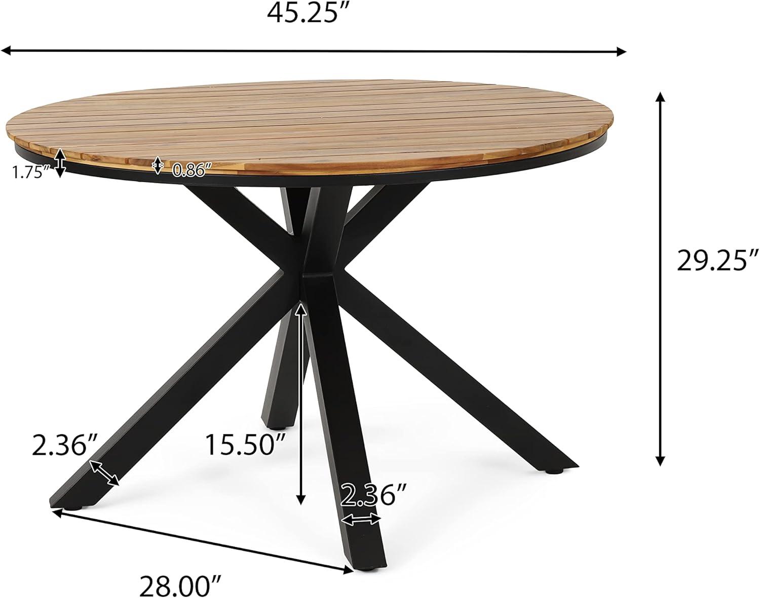 image:imageChristopher Knight Home Soto Outdoor 5 Piece Dining Set Mesh and Acacia Wood BlackTeak