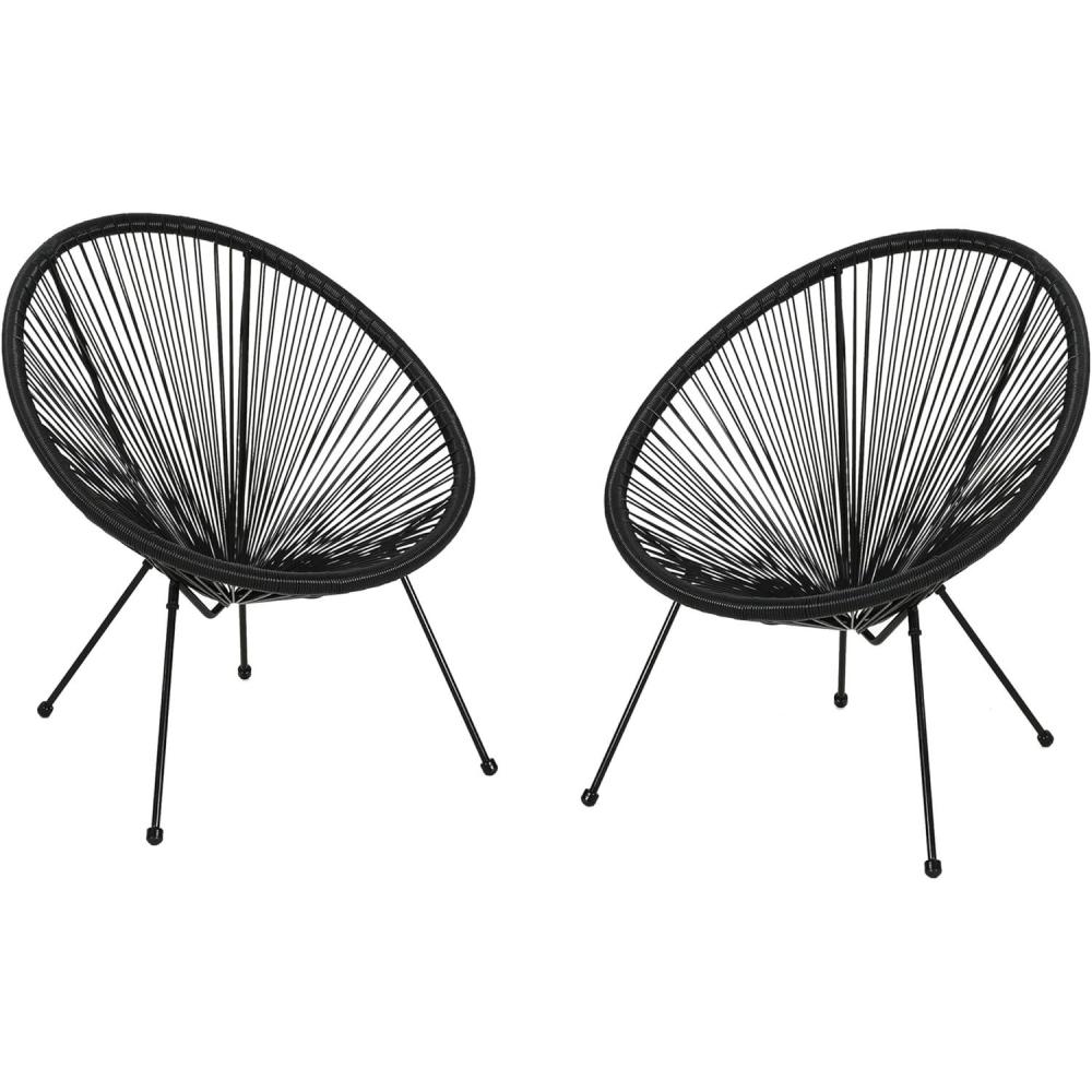 image:imageChristopher Knight Home Outdoor Hammock Weave Chair with Steel Frame Set of 2  Black Finish