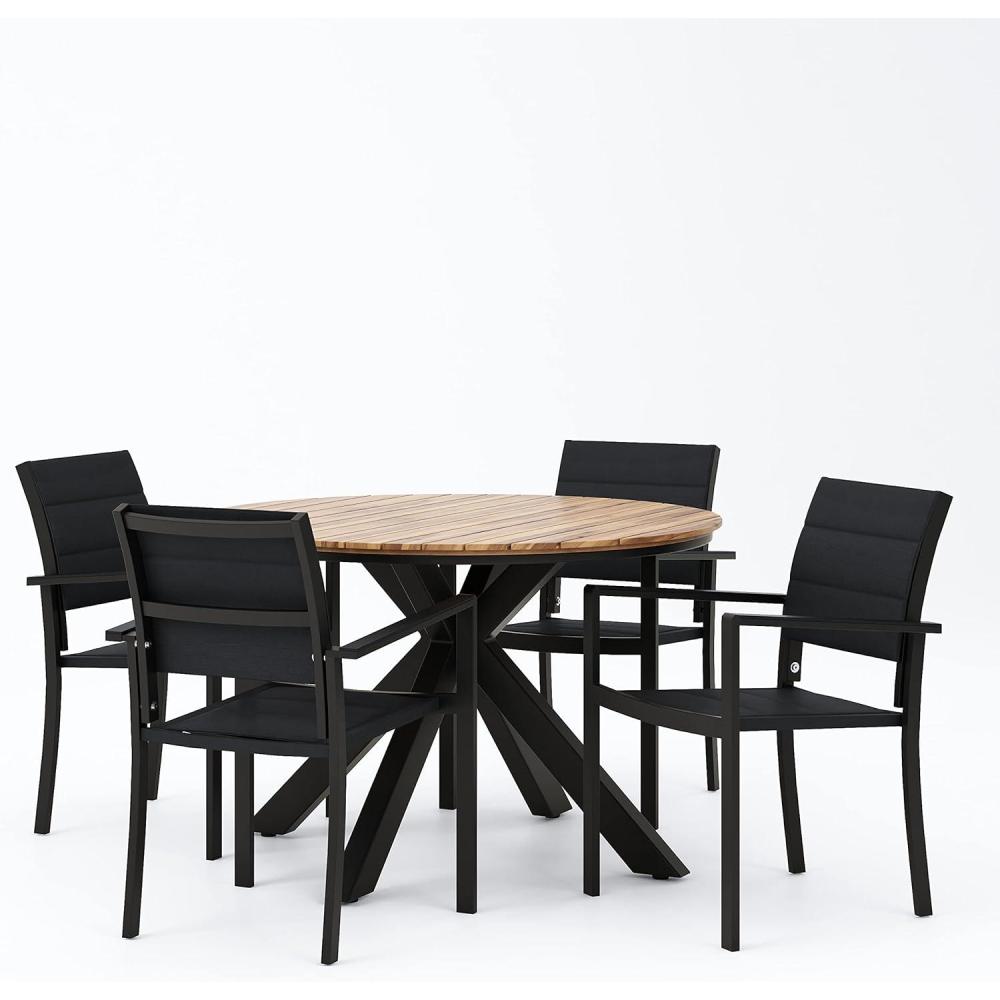 image:imageChristopher Knight Home Soto Outdoor 5 Piece Dining Set  Mesh and Acacia Wood  BlackTeak