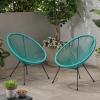 Christopher Knight Home Outdoor Hammock Weave Chair with Steel Frame (Set of 4) – Yellow and Black Finish(Teal + Black)
