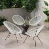 Christopher Knight Home Outdoor Hammock Weave Chair with Steel Frame (Set of 4) – Yellow and Black Finish(White + Black)
